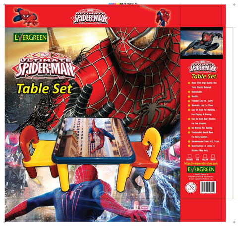 Evergreen Jumbo Table With Two Chairs (Spiderman) - Evergreen Toys