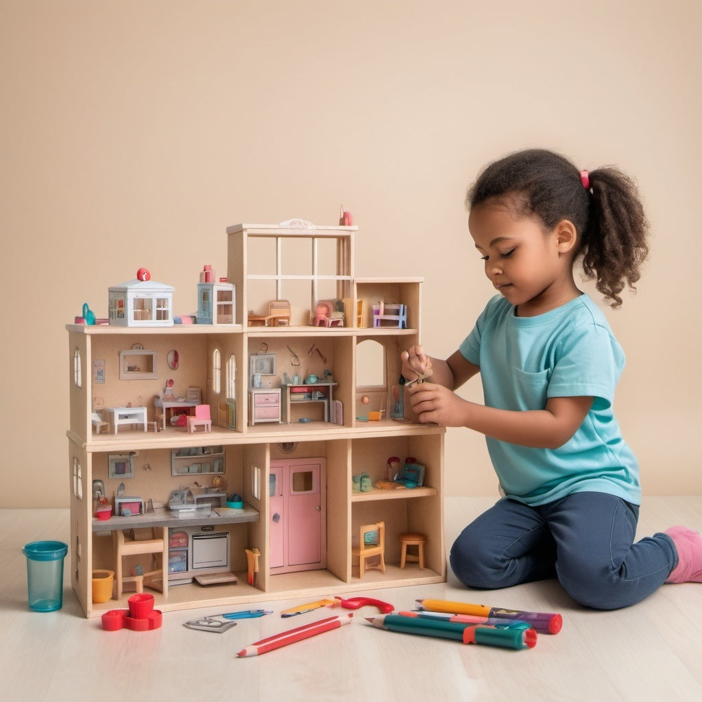 A 5-8 year old making a Doll house for Roleplaying activity