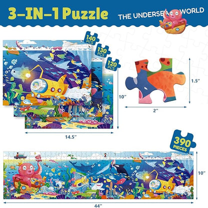 Jigsaw Puzzle 3 in 1 Floor Puzzle for Preschool Learning - Evergreen Toy Store