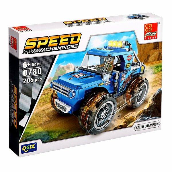 a box of blue off road jeep building block set puzzle