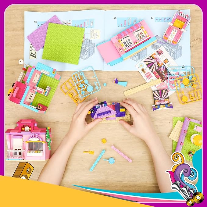 The friends sets comes with a portable suitcase that offers easy storage for all its components. clear and concise instruction guide, making the construction process a breeze. The exquisite stickers included enhance the overall aesthetic appeal, adding a touch of detail to the structure.