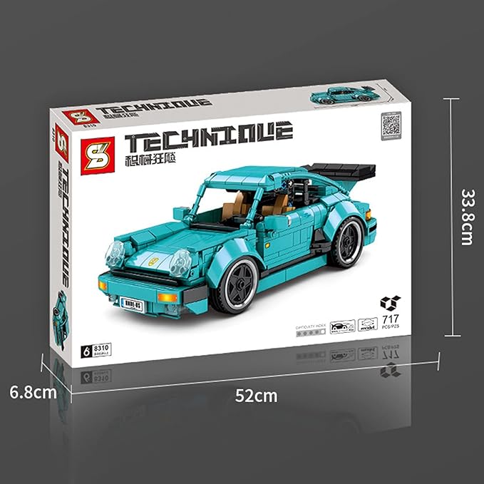 The finished sports car measures 9.1 x 4.4 x 3.0 inches and includes instructions. Suitable for ages 6 and up. Building blocks can train children's hand-brain coordination skills, stimulate imagination, and enjoy the joy of hands-on practices