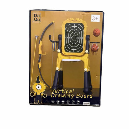 3 in 1 set with drawing board, basket ball hoop, ring toss, bow and arrow included