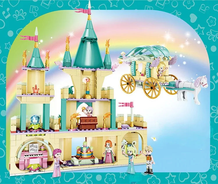 Dream House, the perfect gift for every little princess out there This enchanting building toy will transport your little girl to a world of imagination and creativity.The Fang Orange Dream House features a charming design inspired by fairy tales. With its vibrant colors and intricate details, it resembles a magical dessert house straight out of a storybook. The windmill on top adds a touch of whimsy, while the moon-shaped windows create a dreamy atmosphere.