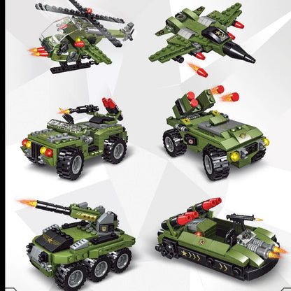 The tank set comes with a storage bucket, sparks imagination, offers endless fun,includes an easy to follow, step-by-step instructional guide showing how to build these models. It includes a full-color instruction manual, makes it easy for kids to play with bricks by following the clear building steps. Great learning toys and educational gift for 6+ years old kids