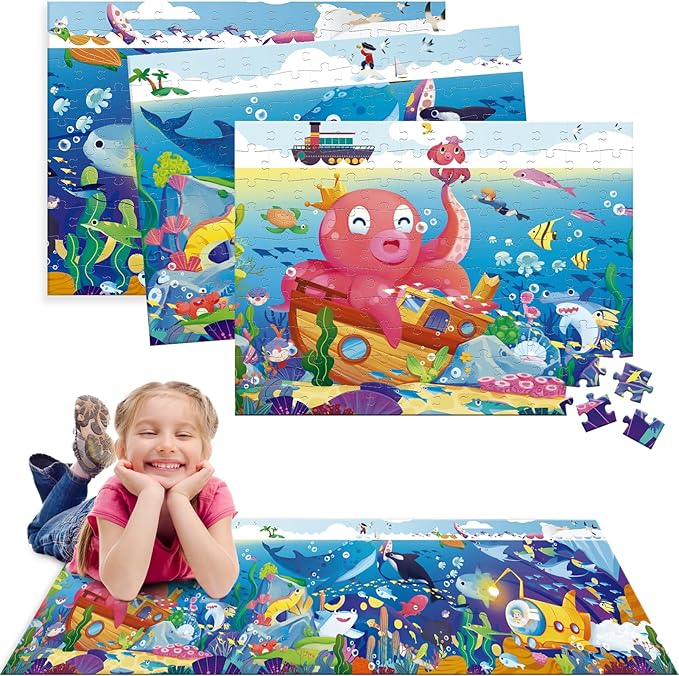 Jigsaw Puzzle 3 in 1 Floor Puzzle for Preschool Learning - Evergreen Toy Store