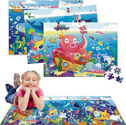 Jigsaw Puzzle 3 in 1 Floor Puzzle for Preschool Learning - Evergreen Toy Store