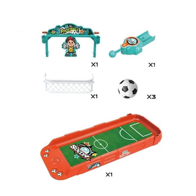 includes 3 mini Footballs, 1 shooter, 1 pitch, 1 net ,  1 goalie