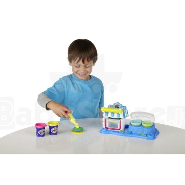 Make a big dose of "delicious" with the Double Desserts Playset. You'll have a sweet tooth for fun when you make pretend cakes and frosting with the Play-Doh modeling compound and softer, smother Play-Doh Plus compound. When you put one of your tasty-looking creations in the oven playset, it will be ready in no time. Then it's time to decorate with pretend frosting and add a couple of scoops of pretend ice cream. Get "baking" and serve your tasty-looking treats to all your friends. Then smash it up and star