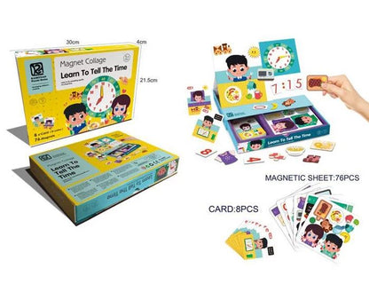 With 76 magnets and 8 scenes, your child will have a blast while learning to tell the time.