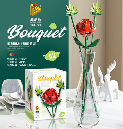 Endless Customization: The Panlos Brick Flower Bouquet Building Kit offers the freedom to adjust the angle and shape of each flower, allowing you to craft a bouquet that suits your style.