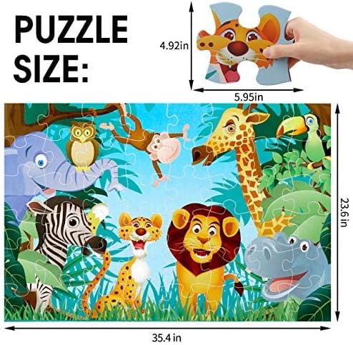 Set includes 48 pieces of jumbo floor puzzles with vibrant and engaging illustrations in a combination of fascinating colors.