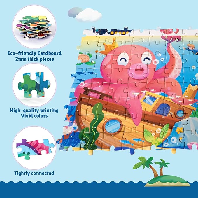 Each puzzle piece adopts precision cutting technology and are thicker than standard thickness, ensuring seamless fit. They are sturdy, smooth, without burrs, no deformation, no sharp corners and anti-glare surface. 