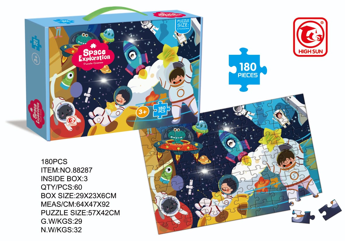 Explore the final frontier with Space Exploration Puzzle Game! This 180-piece puzzle features a vibrant space exploration scene in a 570x420mm size. Perfect for ages 3 and up. Get ready for out-of-this-world fun!