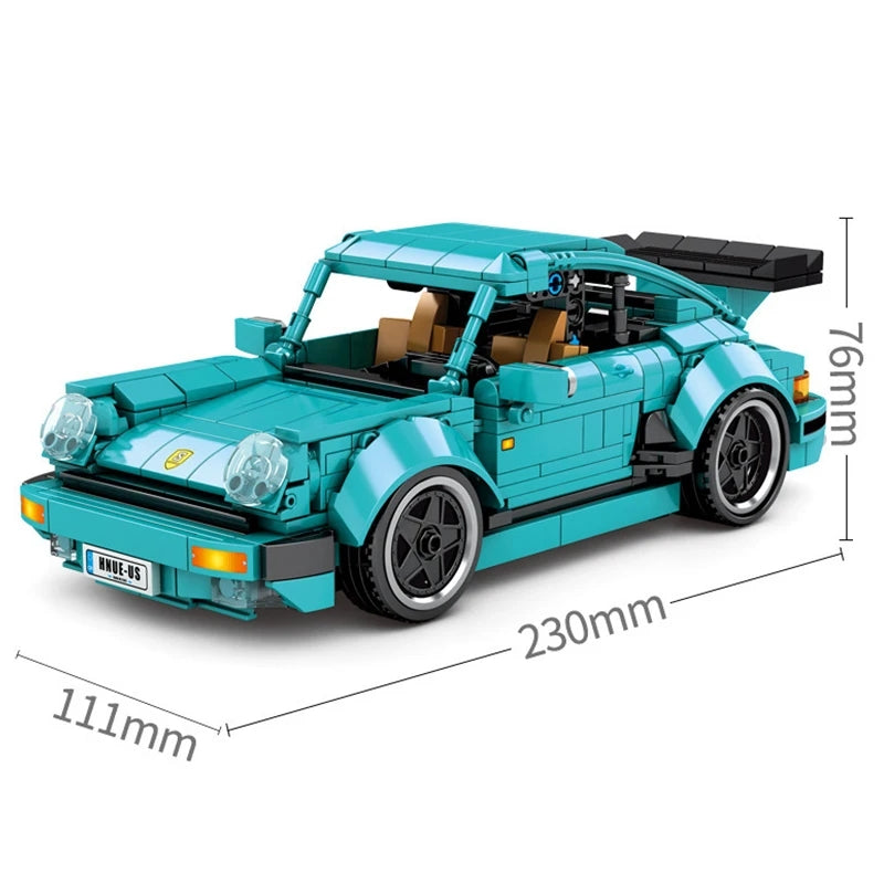 The finished sports car measures 9.1 x 4.4 x 3.0 inches and includes instructions. Suitable for ages 6 and up. Building blocks can train children's hand-brain coordination skills, stimulate imagination, and enjoy the joy of hands-on practices