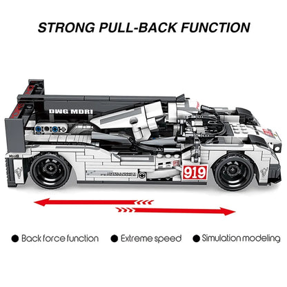 Lego car toy set assembled car model Porsche 919 supercar SY BLOCK 8312, genuine wind-up car toy with 727 details. Will definitely be an interesting and meaningful gift for your loved ones