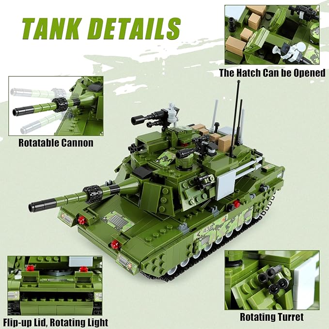 The tank model is realistic, perfect in detail production, some small parts can be flexibly swayed, every place is exquisite and delicate, and the overall texture is full.Such as 360 degrees rotating fort turret with adjustable main gun,and so on. You can adjust them as your preference.These army vehicle models make the full military base more compelling