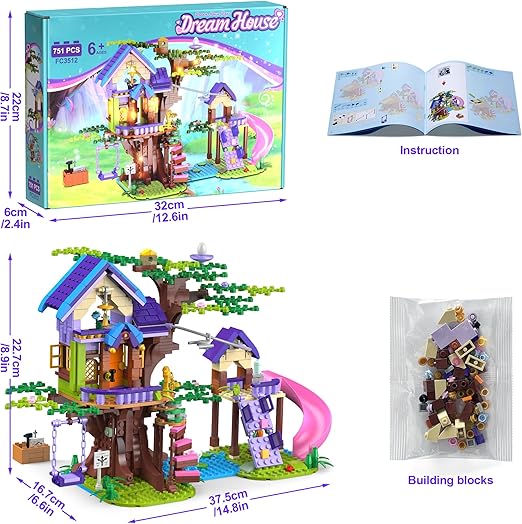 his tree house building set creative appearance, exquisite details, detailed play areas such as slide, zip line, swing, also add a lot of vitality to this forest treehouse. 