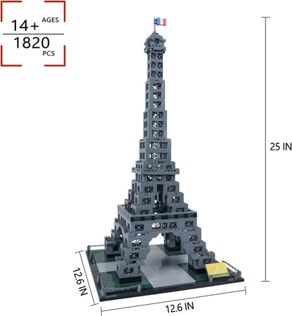 Eiffel Tower Building Block Toys Paris Architecture 3D Model Set for Adult and Kids(1820 Pcs) - Evergreen Toy Store