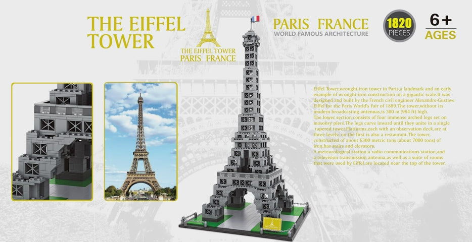 This Paris architecture model measures 25 in. (63.5cm) high, 12.6 in. (32 cm) wide, and 12.6 in. (32 cm) deep, comprising 1820 individual pieces that ensure an exciting teen and adult building experience full of culture, history, and architectural art, it is one of Europe’s largest and most memorable cities.