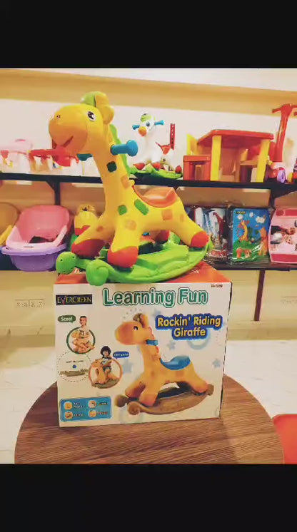 enjoy the rocking and riding horse and see your kids grow with amzament. This rocking giraffe is perfect for children aged 12 months to 5 years-old. It offers both entertainment and development benefits as babies can hold on to the handles for stability and rock, or remove the horse from the rocking slats and roll around on the wheels. A versatile and fun toy for your child to enjoy!