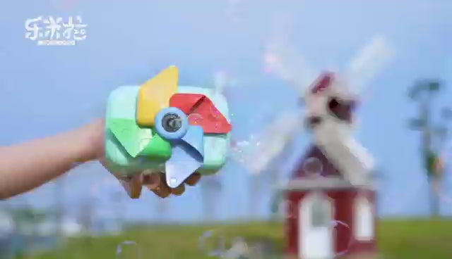 the windmill bubble camera has automatic continuous bubble blowing, equipped with colorful lights and dynamic music, add more fun for babies and toddlers and parents alike